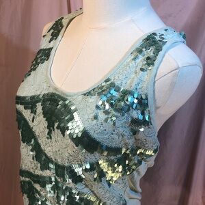 Rue21 Green Sequin Tank Top Size Medium Large